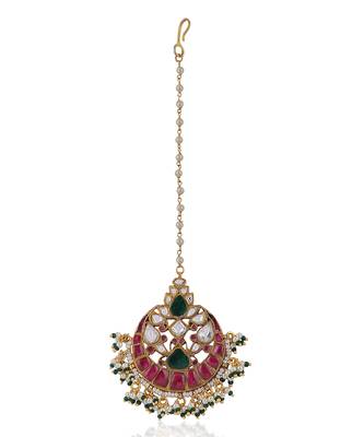 Pink And Green Jadtar Maangtikka 2