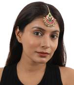 Pink And Green Jadtar Maangtikka