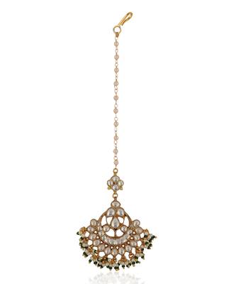 White And Green Hangings Jadtar Maangtikka 2