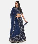 Blue Chanderi Embroidered Lehenga