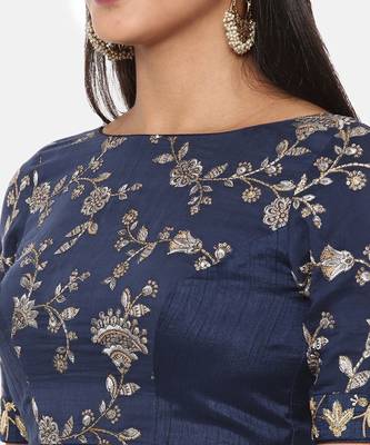 Blue Chanderi Embroidered Lehenga Set 4