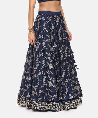 Blue Chanderi Embroidered Lehenga Set 7