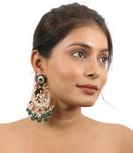 Green And Pink Shape White Jadtar Chandbaali