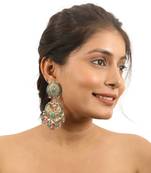 Firozi Earrings With Pastel Pink Beads