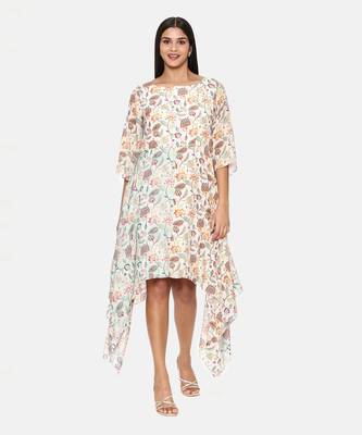 Ivory Aqua Muslin Print Dress 1