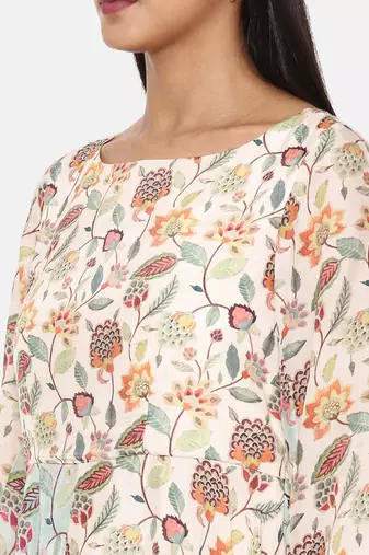 Ivory Aqua Muslin Print Dress