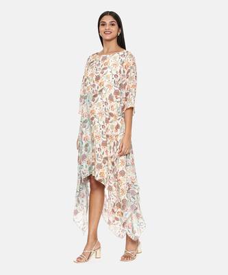 Ivory Aqua Muslin Print Dress 3