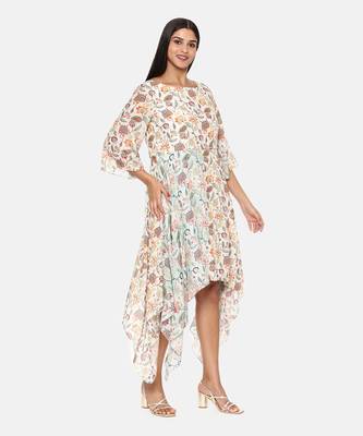Ivory Aqua Muslin Print Dress 4