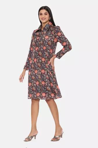 Black Orange Muslin Dress