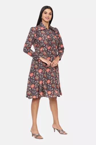 Black Orange Muslin Dress
