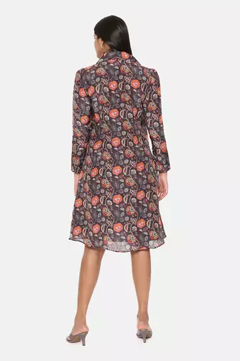 Black Orange Muslin Dress