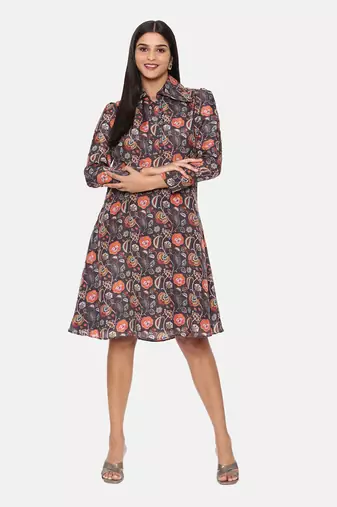 Black Orange Muslin Dress