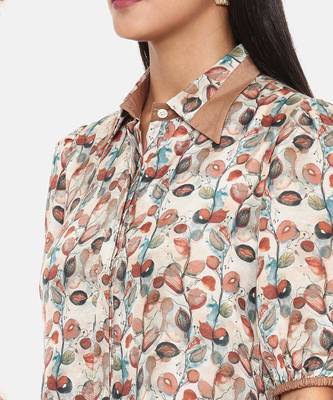 Brown Printed Muslin Dress 2