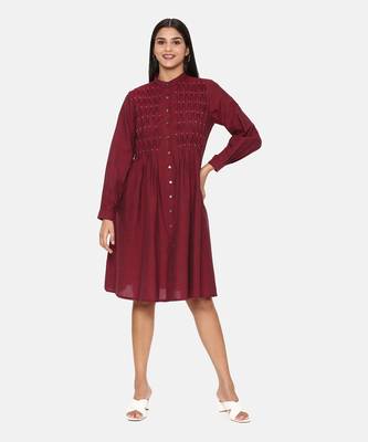 Maroon Cotton Dress 1