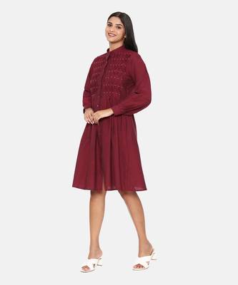 Maroon Cotton Dress 3