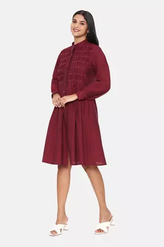 Maroon Cotton Dress