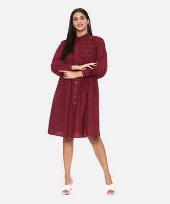 Maroon Cotton Dress 6