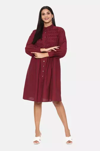 Maroon Cotton Dress