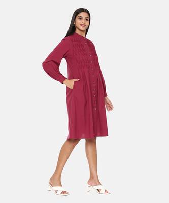 Wine Cotton Dress 4