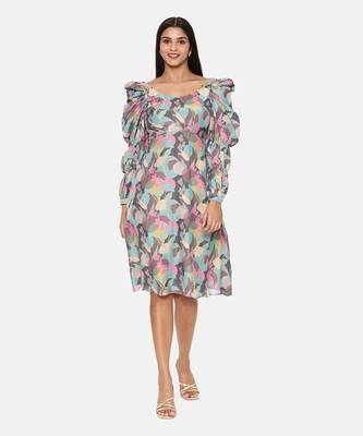 Aqua Printed Musling Dress 1