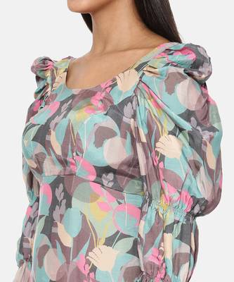 Aqua Printed Musling Dress 2