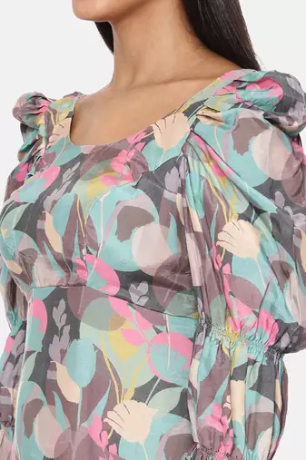 Aqua Printed Musling Dress