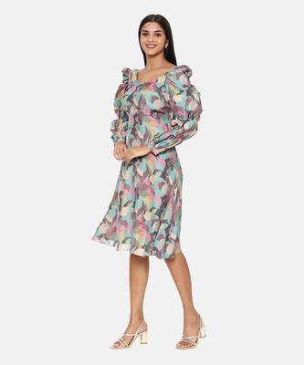 Aqua Printed Musling Dress 3