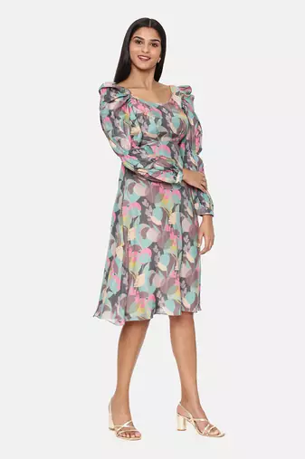 Aqua Printed Musling Dress