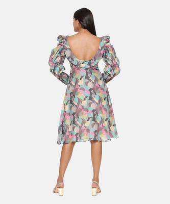 Aqua Printed Musling Dress 5