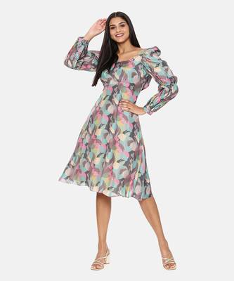 Aqua Printed Musling Dress 6