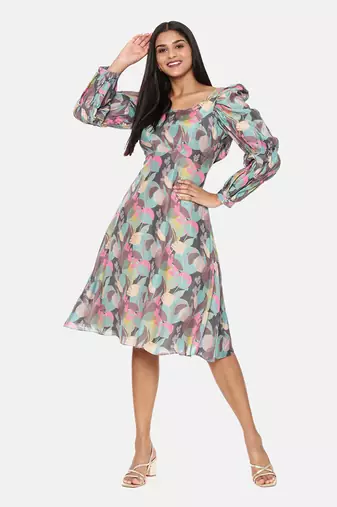Aqua Printed Musling Dress