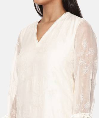 Chanderi Ivory Emb Dress 2
