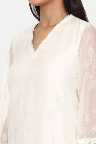 Chanderi Ivory Emb Dress