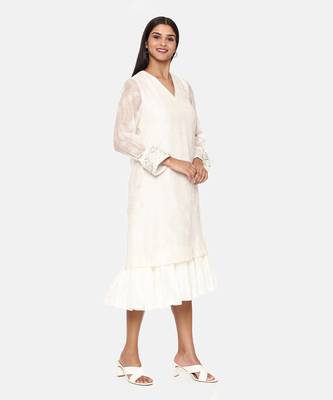 Chanderi Ivory Emb Dress 4
