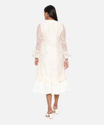 Chanderi Ivory Emb Dress 5