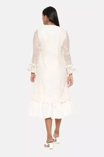Chanderi Ivory Emb Dress