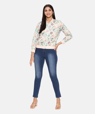 Aqua Printed Bomber Jacket 1