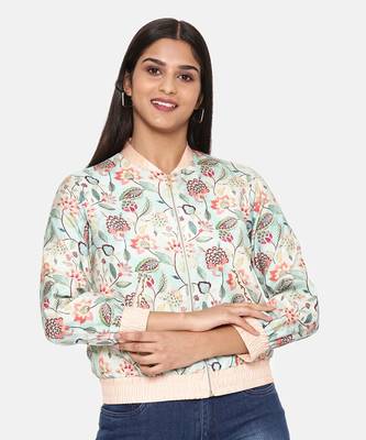 Aqua Printed Bomber Jacket 2