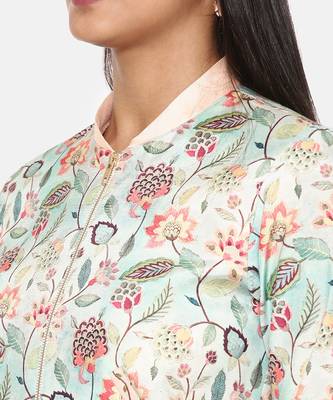 Aqua Printed Bomber Jacket 3