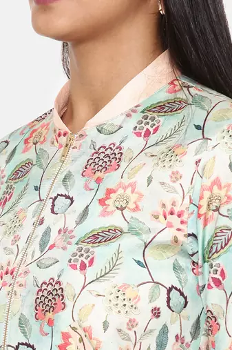 Aqua Printed Bomber Jacket