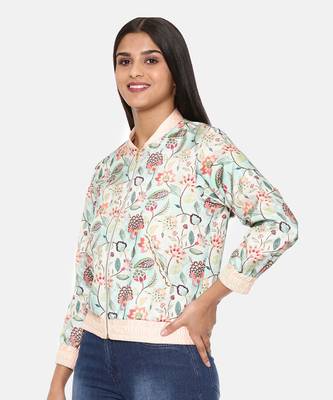 Aqua Printed Bomber Jacket 4