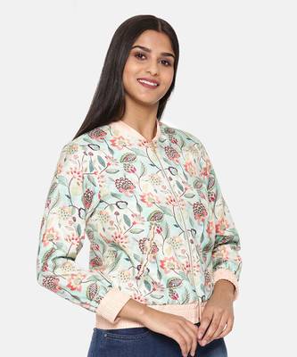 Aqua Printed Bomber Jacket 5