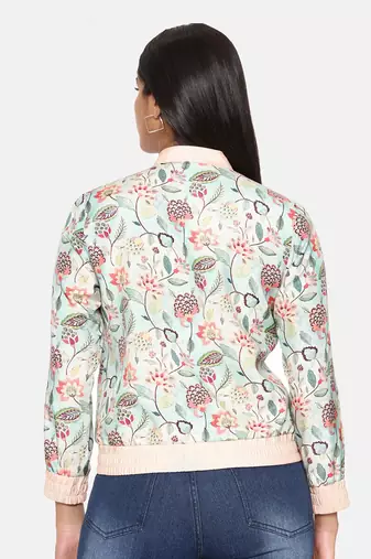 Aqua Printed Bomber Jacket