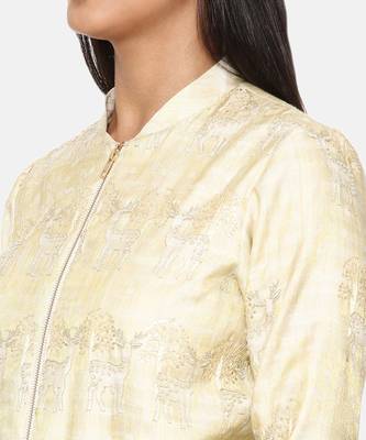 Gold Emb Silk Bomber Jacket 3