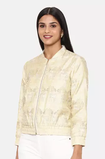 Gold Emb Silk Bomber Jacket