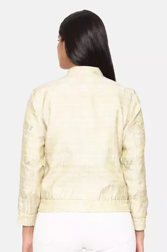 Gold Emb Silk Bomber Jacket