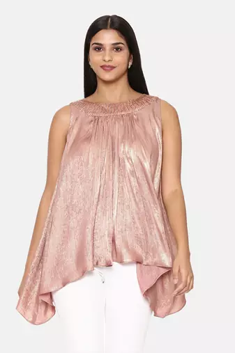 Pink Gold Foil Print Top