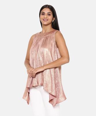 Pink Gold Foil Print Top 4