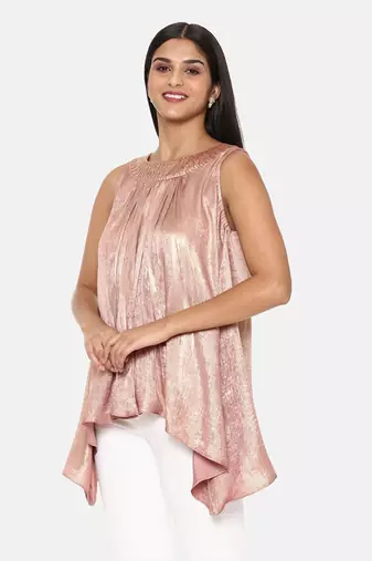 Pink Gold Foil Print Top