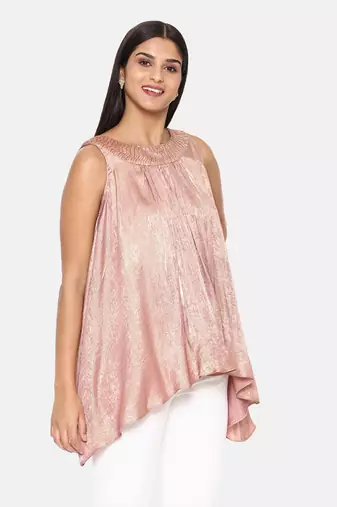 Pink Gold Foil Print Top